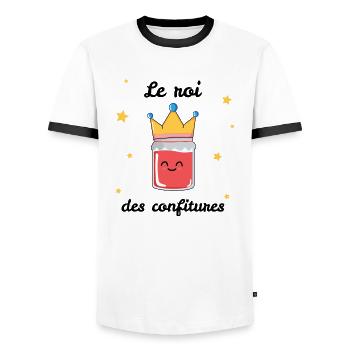 Le roi des confitures - T-shirt contrasté Homme - blanc/noir - Devant - AI Model Female 172 light (172cm) & AI Model Male 178 dark (178cm)