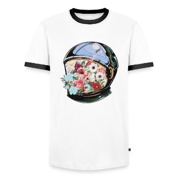 In Bloom - Men's Ringer Shirt - white/black - Front - AI Model Female 172 light (172cm) & AI Model Male 178 dark (178cm)