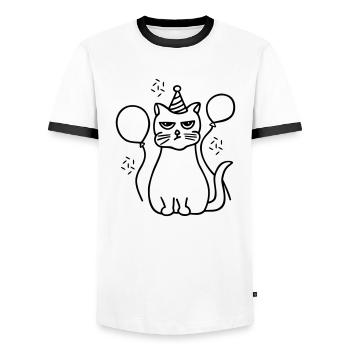 Mürrische Katze - Männer Kontrast-T-Shirt - Weiß/Schwarz - Vorne - AI Model Female 172 light (172cm) & AI Model Male 178 dark (178cm)