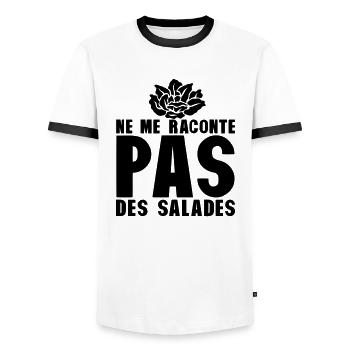 raconte pas salade expression - T-shirt contrasté Homme - blanc/noir - Devant - AI Model Female 172 light (172cm) & AI Model Male 178 dark (178cm)