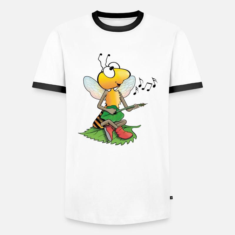singing bee - Men's Ringer Shirt - white/black