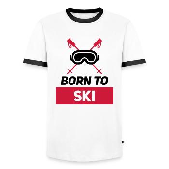 NÉ AU SKI - T-shirt contrasté Homme - blanc/noir - Devant - AI Model Female 172 light (172cm) & AI Model Male 178 dark (178cm)
