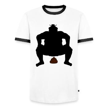 Tas de lutte sumo - T-shirt contrasté Homme - blanc/noir - Devant - AI Model Female 172 light (172cm) & AI Model Male 178 dark (178cm)