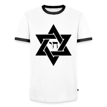 Geschenk Spruch Jewish Hanukkah - Männer Kontrast-T-Shirt - Weiß/Schwarz - Vorne - AI Model Female 172 light (172cm) & AI Model Male 178 dark (178cm)