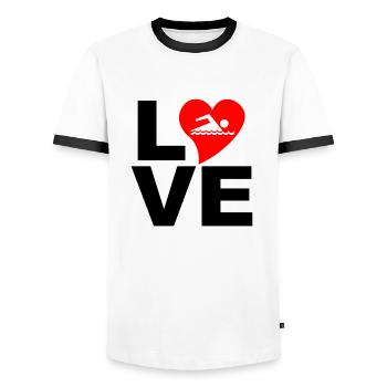 swimming love - Men's Ringer Shirt - white/black - Front - AI Model Female 172 light (172cm) & AI Model Male 178 dark (178cm)
