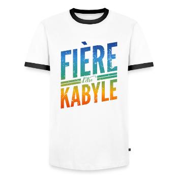 Fière d'être Kabyle - T-shirt contrasté Homme - blanc/noir - Devant - AI Model Female 172 light (172cm) & AI Model Male 178 dark (178cm)