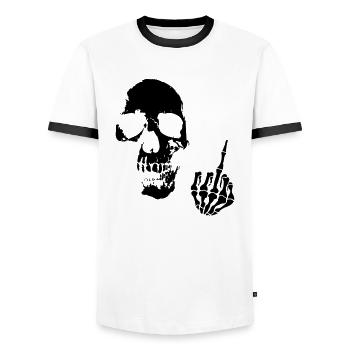 skull moyen-doigt - T-shirt contrasté Homme - blanc/noir - Devant - AI Model Female 172 light (172cm) & AI Model Male 178 dark (178cm)