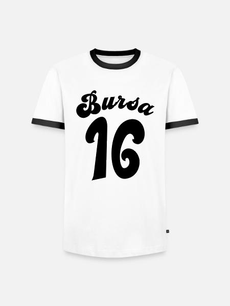 Bursa 16 - Männer Kontrast-T-Shirt - Weiß/Schwarz