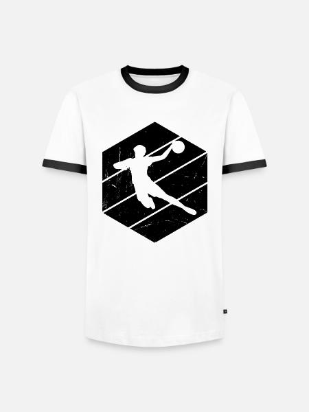 Handball Enfants Vintage Joueur de Handball Joueur de Handball - T-shirt contrasté Homme - blanc/noir