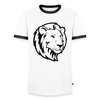 lion - T-shirt contrasté Homme - blanc/noir - Devant - AI Model Female 172 light (172cm) & AI Model Male 178 dark (178cm)