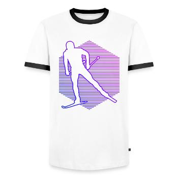 Women's Cross-Country Classic Cross-Country Skating Cross-Country Skating - Men's Ringer Shirt - white/black - Front - AI Model Female 172 light (172cm) & AI Model Male 178 dark (178cm)
