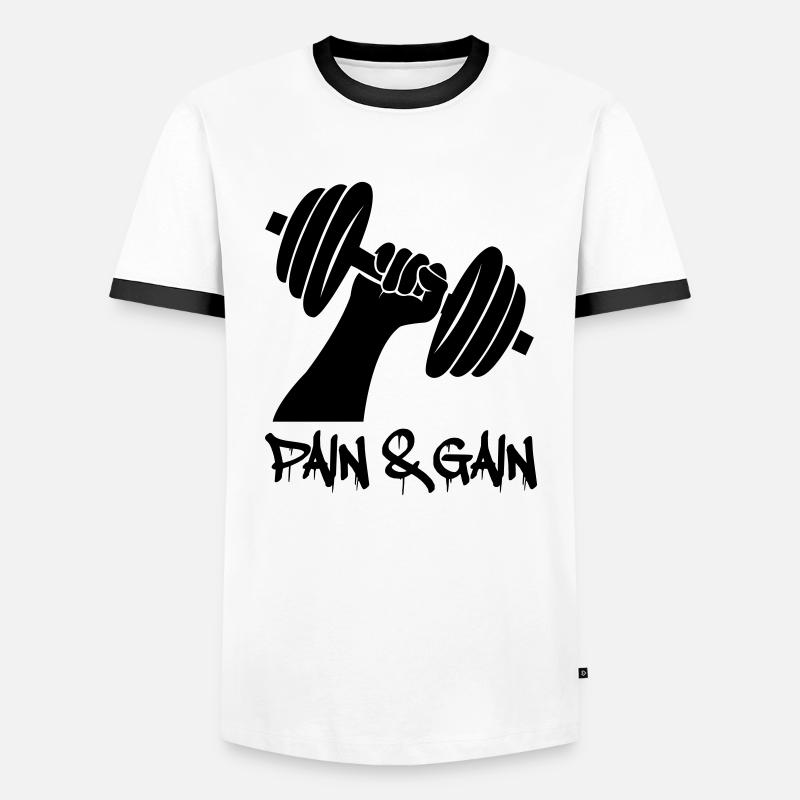 Dumbbell Weights - Men's Ringer Shirt - white/black