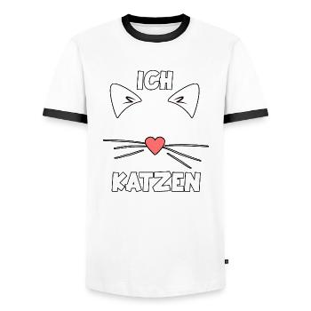 Süßes Katzen Damen Motiv Katzenbesitzerin - Männer Kontrast-T-Shirt - Weiß/Schwarz - Vorne - AI Model Female 172 light (172cm) & AI Model Male 178 dark (178cm)