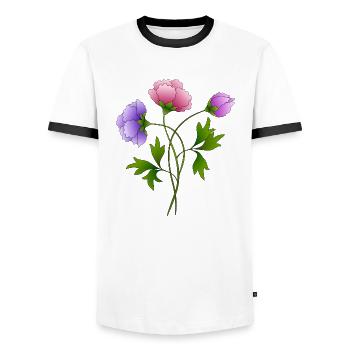 Flowers - Men's Ringer Shirt - white/black - Front - AI Model Female 172 light (172cm) & AI Model Male 178 dark (178cm)