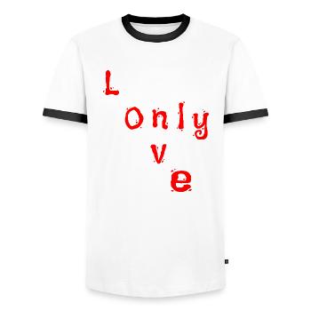 Only Love - Men's Ringer Shirt - white/black - Front - AI Model Female 172 light (172cm) & AI Model Male 178 dark (178cm)