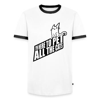 Animaux de compagnie tous les chats - T-shirt contrasté Homme - blanc/noir - Devant - AI Model Female 172 light (172cm) & AI Model Male 178 dark (178cm)