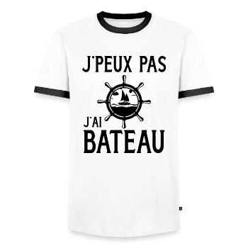 Je peux pas j'ai bateau cadeau humour marin homme - T-shirt contrasté Homme - blanc/noir - Devant - AI Model Female 172 light (172cm) & AI Model Male 178 dark (178cm)