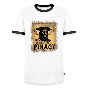 Piracy and black powder - T-shirt contrasté Homme - blanc/noir - Devant - AI Model Female 172 light (172cm) & AI Model Male 178 dark (178cm)