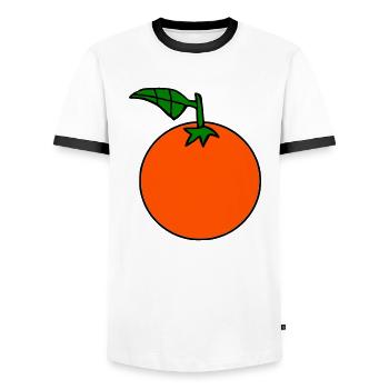 Orange - Männer Kontrast-T-Shirt - Weiß/Schwarz - Vorne - AI Model Female 172 light (172cm) & AI Model Male 178 dark (178cm)
