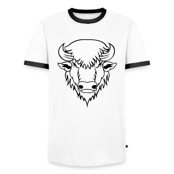 Buffalo - Men's Ringer Shirt - white/black - Front - AI Model Female 172 light (172cm) & AI Model Male 178 dark (178cm)