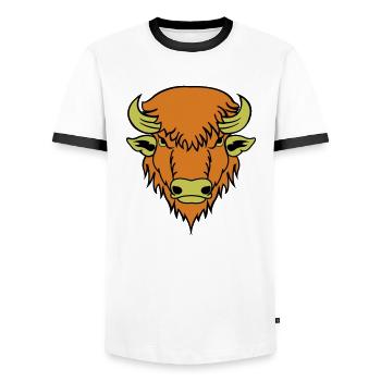 Buffalo - Men's Ringer Shirt - white/black - Front - AI Model Female 172 light (172cm) & AI Model Male 178 dark (178cm)