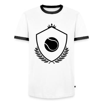 Tennis crest - Men's Ringer Shirt - white/black - Front - AI Model Female 172 light (172cm) & AI Model Male 178 dark (178cm)