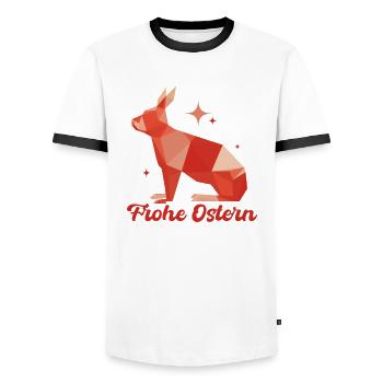 Frohe Ostern - Polygon Hase - Männer Kontrast-T-Shirt - Weiß/Schwarz - Vorne - AI Model Female 172 light (172cm) & AI Model Male 178 dark (178cm)
