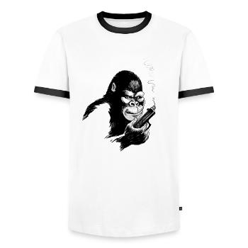 Singe - T-shirt contrasté Homme - blanc/noir - Devant - AI Model Female 172 light (172cm) & AI Model Male 178 dark (178cm)