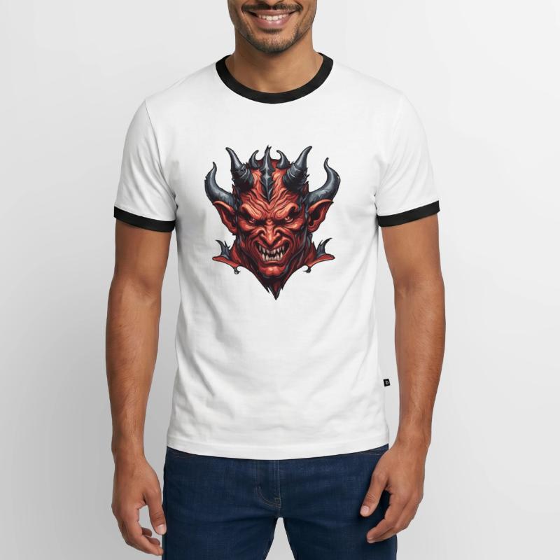 Devil / Hell / Horror / Devilish / Evil Men's Ringer Shirt