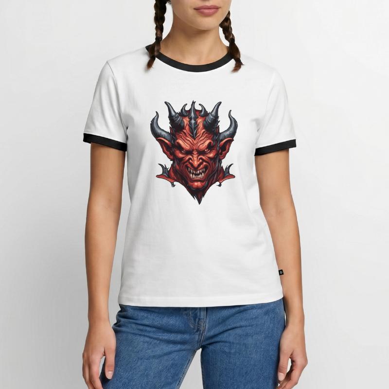 Devil / Hell / Horror / Devilish / Evil Men's Ringer Shirt