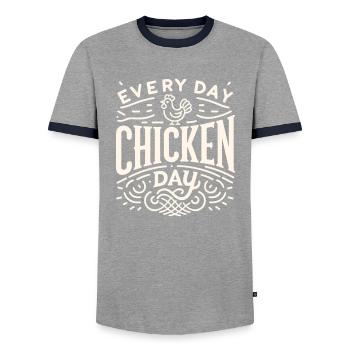 Chaque jour est le jour du poulet - T-shirt contrasté Homme - gris/marine  - Devant - AI Model Female 172 light (172cm) & AI Model Male 178 light (178cm)