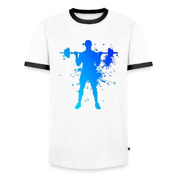 Strength Training Fitness Women Cardio Men - Men's Ringer Shirt - white/black - Front - AI Model Female 172 light (172cm) & AI Model Male 178 dark (178cm)