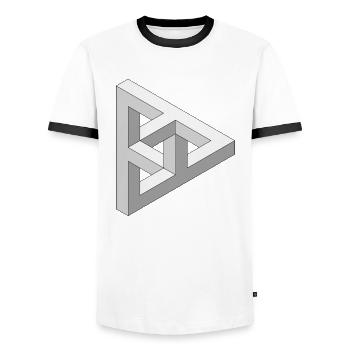 Impossible 3D Figure - Men's Ringer Shirt - white/black - Front - AI Model Female 172 light (172cm) & AI Model Male 178 dark (178cm)