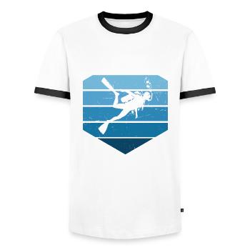 Diving Free Dive Diving Diver Women Scuba Diving - Men's Ringer Shirt - white/black - Front - AI Model Female 172 light (172cm) & AI Model Male 178 dark (178cm)