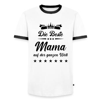 Best Mom in the World 1 - Men's Ringer Shirt - white/black - Front - AI Model Female 172 light (172cm) & AI Model Male 178 dark (178cm)