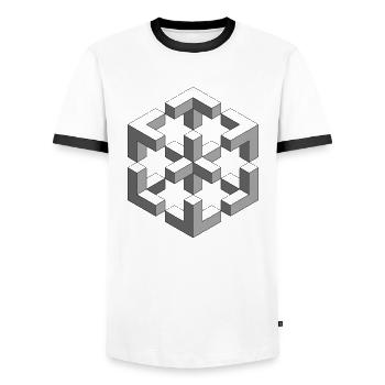 Impossible figure - Men's Ringer Shirt - white/black - Front - AI Model Female 172 light (172cm) & AI Model Male 178 dark (178cm)