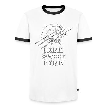 Home sweet Carp Carp Carp Carp Angler - Men's Ringer Shirt - white/black - Front - AI Model Female 172 light (172cm) & AI Model Male 178 dark (178cm)
