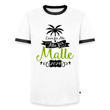 Malle un pour tous - T-shirt contrasté Homme - blanc/noir - Devant - AI Model Female 172 light (172cm) & AI Model Male 178 dark (178cm)
