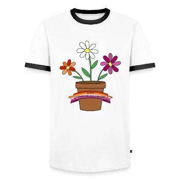 lesbian flowers - Männer Kontrast-T-Shirt - Weiß/Schwarz - Vorne - AI Model Female 172 light (172cm) & AI Model Male 178 dark (178cm)
