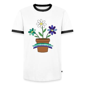 gay flowers - Männer Kontrast-T-Shirt - Weiß/Schwarz - Vorne - AI Model Female 172 light (172cm) & AI Model Male 178 dark (178cm)