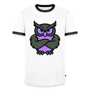 eule comic tier - Männer Kontrast-T-Shirt - Weiß/Schwarz - Vorne - AI Model Female 172 light (172cm) & AI Model Male 178 dark (178cm)