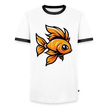 goldfish fish - Men's Ringer Shirt - white/black - Front - AI Model Female 172 light (172cm) & AI Model Male 178 dark (178cm)