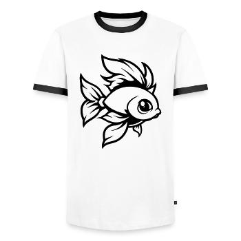 goldfisch fisch comic - Männer Kontrast-T-Shirt - Weiß/Schwarz - Vorne - AI Model Female 172 light (172cm) & AI Model Male 178 dark (178cm)