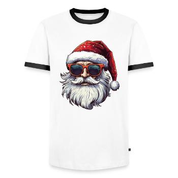 Cool Santa Claus with sunglasses - Men's Ringer Shirt - white/black - Front - AI Model Female 172 light (172cm) & AI Model Male 178 dark (178cm)