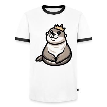 Seal Animal Cartoon Crown - Men's Ringer Shirt - white/black - Front - AI Model Female 172 light (172cm) & AI Model Male 178 dark (178cm)