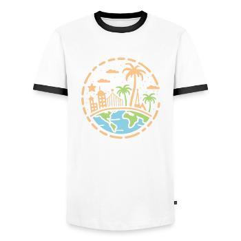 Voyage Humour vacances - T-shirt contrasté Homme - blanc/noir - Devant - AI Model Female 172 light (172cm) & AI Model Male 178 dark (178cm)