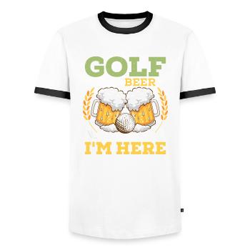 Golf And Beer That's Why I'm Here Golfer Hobby - Men's Ringer Shirt - white/black - Front - AI Model Female 172 light (172cm) & AI Model Male 178 dark (178cm)