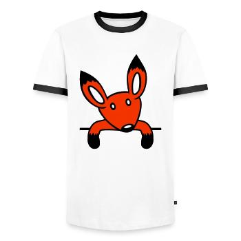 Fuchs Rotfuchs Hinter Zaun Mauer Wand Guckt Süß - Männer Kontrast-T-Shirt - Weiß/Schwarz - Vorne - AI Model Female 172 light (172cm) & AI Model Male 178 dark (178cm)