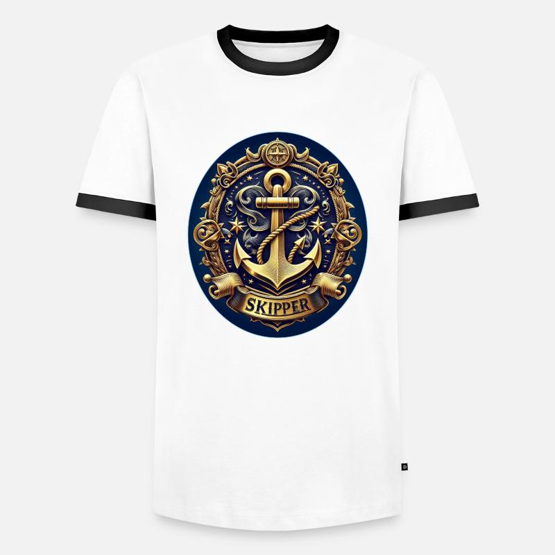 Skipper Logo - Männer Kontrast-T-Shirt - Weiß/Schwarz