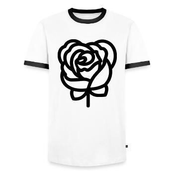 Pink Flower - Men's Ringer Shirt - white/black - Front - AI Model Female 172 light (172cm) & AI Model Male 178 dark (178cm)